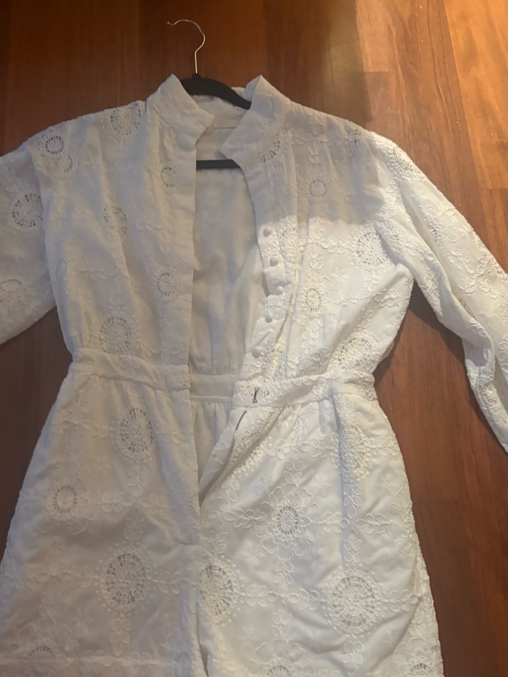 White Embroidered Women's Jumpsuit
